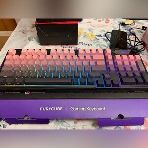 FuryCube RGB Gaming Keyboard - Pink Gradient Keycaps